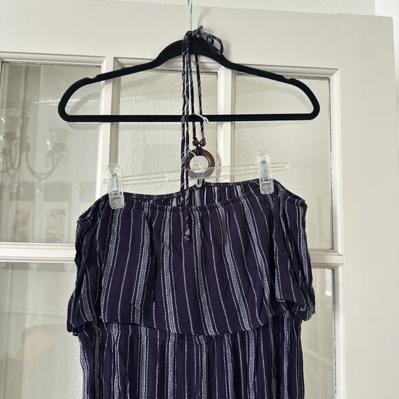 No Boundaries Jumpsuit Halter Women's XL (15-17) Blue Striped - Picture 6 of 10
